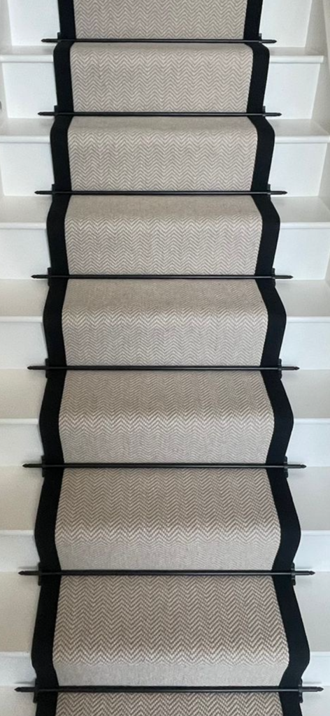 custom stair runner installation Nottingham with black edging